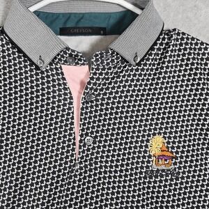 Greyson Polo Shirt Bali Hai Geometric Pattern Small White black Pink